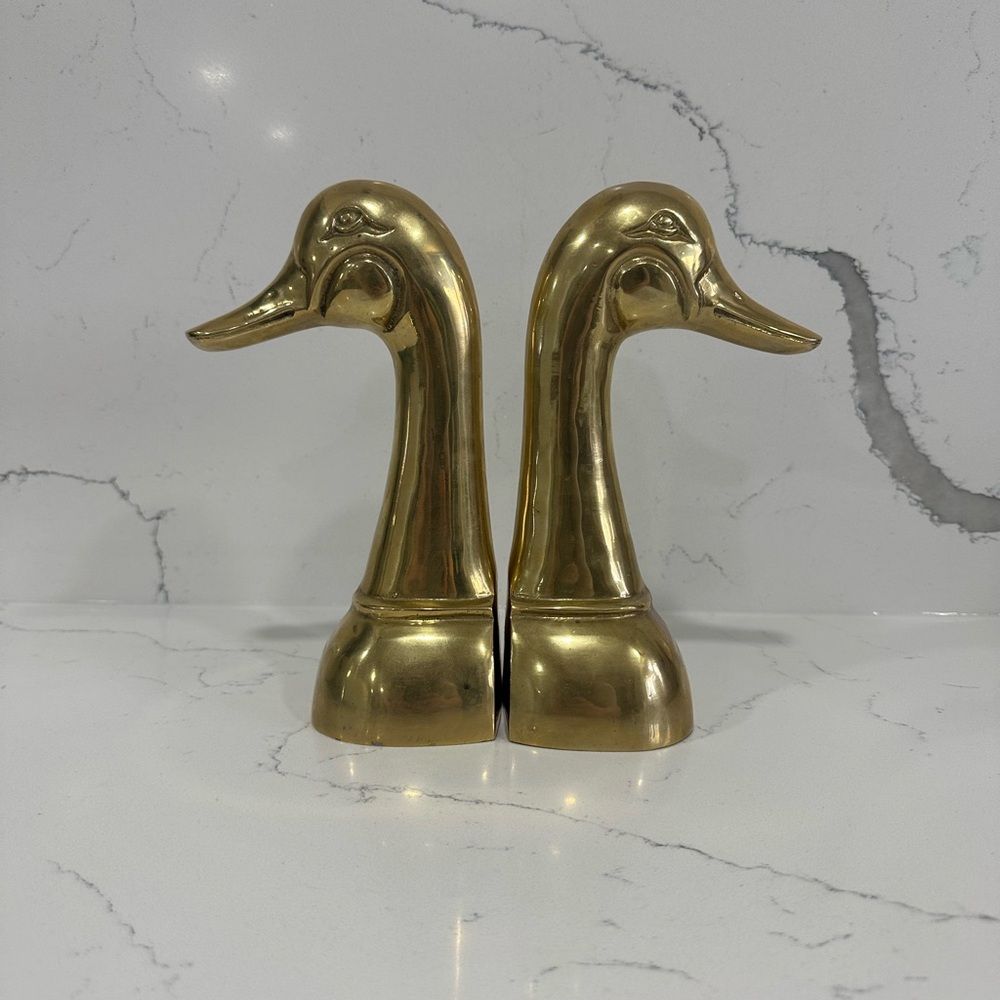 Circa 1950 Brass Duck Bookends